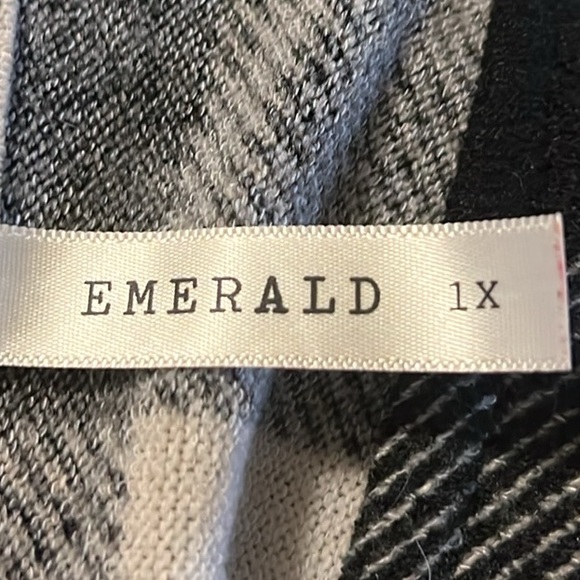 EMERALD, Checker Board Print, Scoop Neckline Shirt Dress, Black/Off White, 1X - Picture 5 of 6